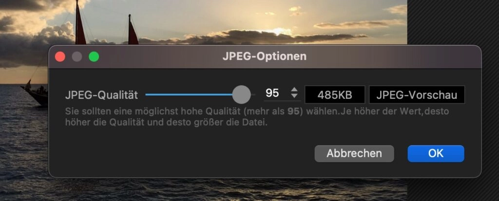 Qualität auswählen